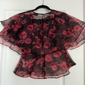 Topshop Semi-Sheer Floral Blouse